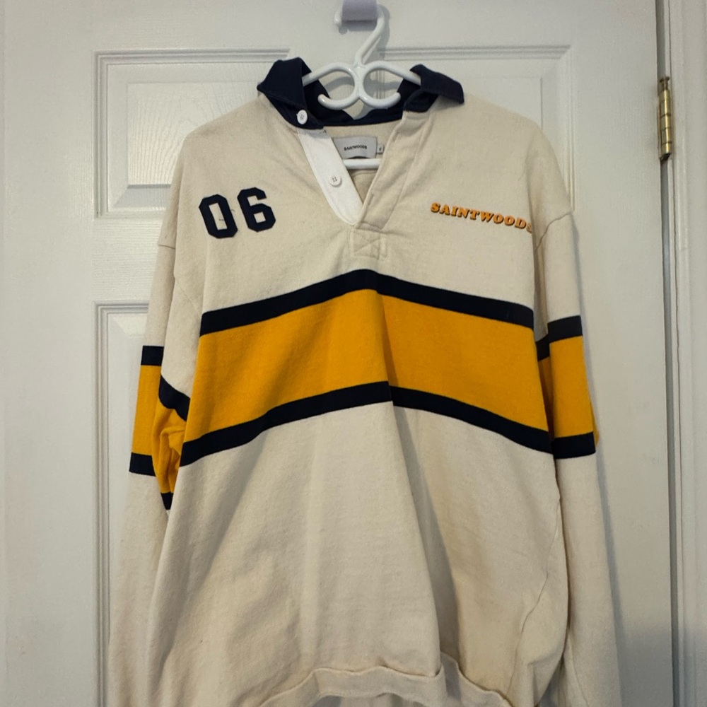 Men's Rugby Shirt - Cream and Yellow